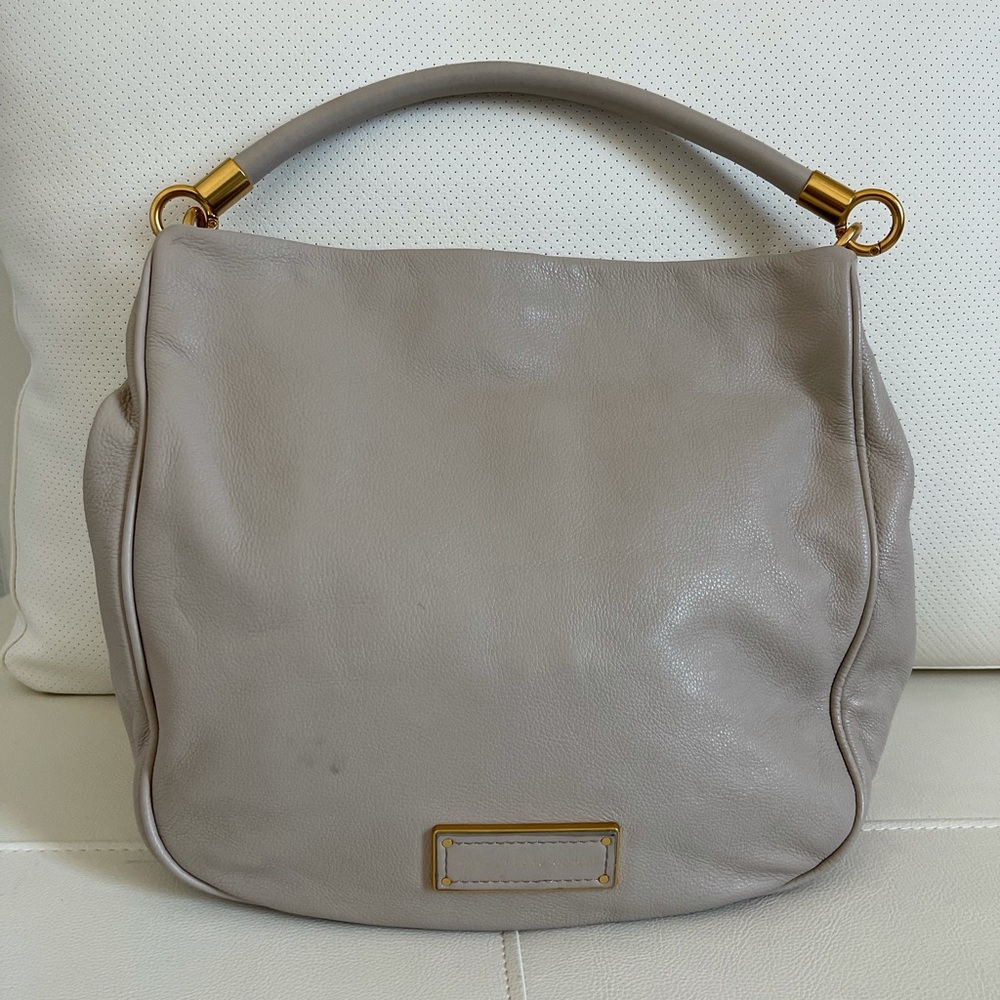 Marc by Marc Jacobs Too Hot to Handle Taupe Pebble Leather Shoulder Purse